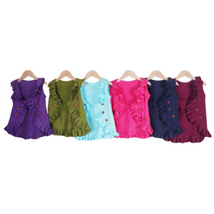 Chica traje de moda de diario Casual tops boutique niños Niña de collar cardigan top - Product Image 1