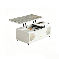 Table basse multifonctionnelle avec plateau en verre relevable, table à manger convertible, table pliable mobile, bureau moderne pour salon