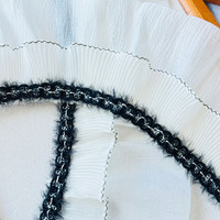 Dentelle plissée en crochet à pois floraux, garniture décorative en mousseline personnalisée, dentelle plissée en tissu maillé écologique