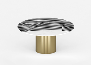 Table <span class=keywords><strong>à</strong></span> <span class=keywords><strong>manger</strong></span> Aqua <span class=keywords><strong>Roche</strong></span> <span class=keywords><strong>Bobois</strong></span> avec plateau en marbre blanc naturel et base en forme de goutte d'eau noire - Product Image 5