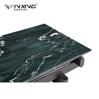 Table basse rectangulaire moderne populaire en marbre vert avec finition bois fumé pour hôtel et salon