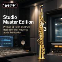 Super Factory OEM Wholesale Cheap Brass Bb Handmade Carving Soprano Saxophone Gold Lacquer Surface Straight