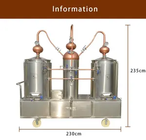 Distiller de álcool de cobre 250l, coluna de distilação alambic, distiller de óleo essencial