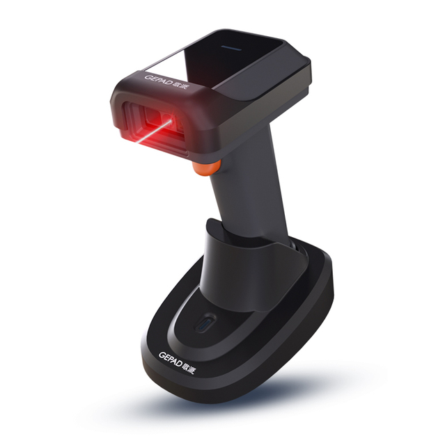 Portable USB Wireless CMOS 1D 2D QR Code Reader Handheld Automatic Sensing Fast Precise Barcode Scanner with Base in Stock