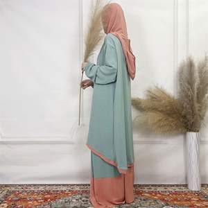 New Fashionable Ice Wrinkled Bow Solid Color <b>Abaya</b> Dress Wholesale Jilbab <b>Abaya</b> Muslim Dress 2 Pieces - Product Image 2