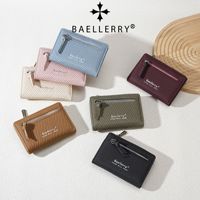 Dompet Tipis Baru Baellerry 2026 untuk Wanita, Dompet Pendek Kulit PU Lipat Dua dengan Resleting, Tempat Kartu, dan Jendela ID/Foto