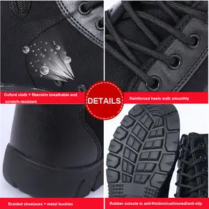 Yakeda Men's Genuine Tactico Shoe Wear-Resistant Waterproof Trekking Outdoor Hiking Boots Tactical Side Zipper Ankle Boots