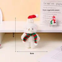 Syal perona pipi lucu Natal, boneka beruang mewah gantungan kunci ornamen liontin dicuci kain katun PP lapisan katun untuk menghilangkan stres