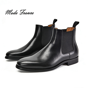 Botas Chelsea para Hombre, de Cuero Negro, con Elástico Lateral, Botas de Vestir para Oficina, Casuales de Negocios, OEM Personalizadas, con Punta en Pico - Product Image 1