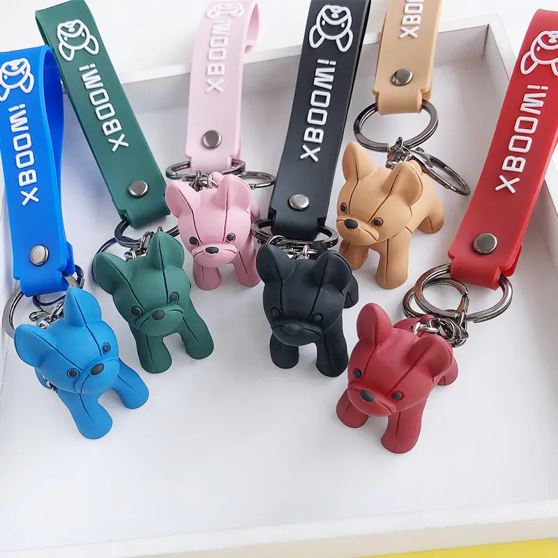 Cartoon Resin Cute Key Chain Französischer Kampf hund Teddybär Schlüssel bund
