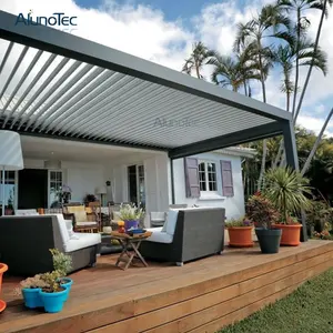 Luxury Motorised Aluminium Pergola Opening Louvered Roof Gazebo Outdoor Backyard Patio For Hotels