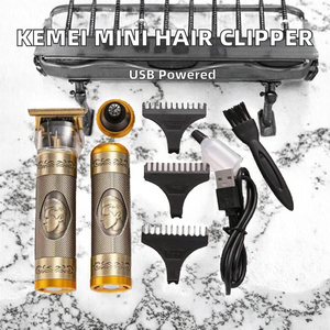 Tondeuse à cheveux électrique filaire portable silencieuse Km-666C avec lames en acier inoxydable, rechargeable par USB, pour usage extérieur universel, étanche IPX5 - Product Image 2
