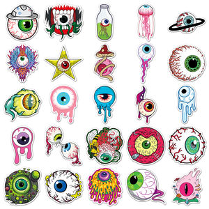 50 autocollants pour yeux créatifs de style horrifique et effrayant, personnalisés, pour skateboards et motos - Product Image 4