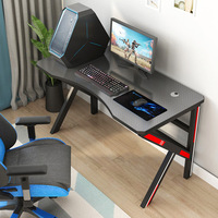Nouveau bureau de gaming rectangulaire 2026 noir, station de travail professionnelle pour jeux avec grand tapis de souris, table PC Gamer, surface en bois, design moderne