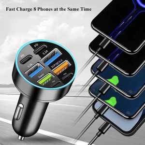 8 en 1 USB C <span class=keywords><strong>Cargador</strong></span> de coche Adaptador de carga súper rápida en coche 4 PD para iPhone iPad Huawei Vivo Samsung <span class=keywords><strong>Oneplus</strong></span> Nuevos productos 2024 - Product Image 2
