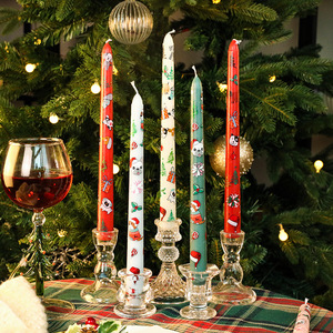 Christmas Printed Long Taper <b>Candles</b> Cartoon Dog Pattern <b>Stick</b> <b>Candles</b> For Holiday Dinner Table Xmas Party Decor Ornament - Product Image 1