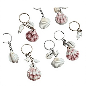 Natural Shell Craft Keychain Beach Souvenir Handmade Seashell Coastal Gift Key <b>Ring</b> Wholesale Import Export - Product Image 1
