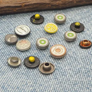 Custom Logo metal snap buttons Brass Jeans Buttons And Rivets Botones Botton Denim Garment Metal Jeans Button For Clothing