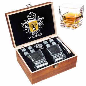 FHbiz-Conjunto de caja de madera con piedras para enfriar whisky, personalizado, con cubitos de hielo, posavasos para gafas - Product Image 3