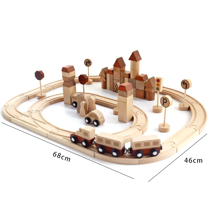 Высококачественные деревянные игрушки для поездов, неокрашенные строительные блоки, разнообразные экологически чистые деревянные детские игрушки