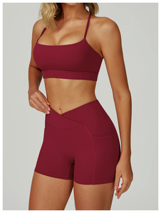 Soutien-gorge design yoga dos croisé pour femmes logo personnalisé Sentiments nus Respirant Couleur unie pour vélo Gym Sports Conjuntos Para Mujeres - Product Image 2