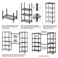 Système de suspension métallique de qualité commerciale, portable et réglable, pour armoire et présentoir, robuste, avec étagères pour vêtements
