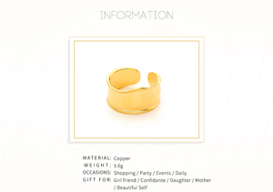 Винтажный комплект колец золотого цвета для женщин, широкий, гладкий, с простой изогнутой поверхностью, инкрустированный камнями, для вечеринок, модные украшения, подарок - Product Image 4