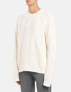 Maglione Bianco <span class=keywords><strong>a</strong></span> Collo Alto con Motivo <span class=keywords><strong>a</strong></span> <span class=keywords><strong>Trecce</strong></span> per Uomo, Pullover Invernale - Product Image 2