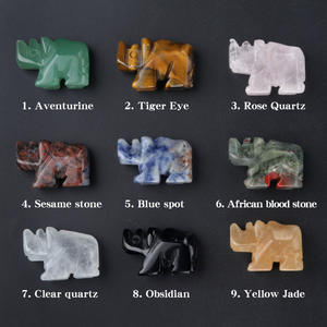 Piedra de cristal de piedra de sangre Natural Mini 1 pulgada rinoceronte decoración del hogar estatuilla escultura de cristal rinoceronte Animal estatua preocupación piedra - Product Image 2