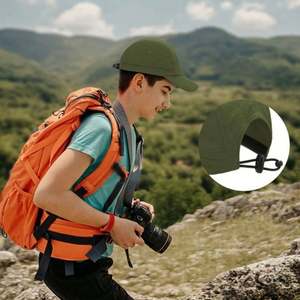 Casquette de camping extérieure personnalisée 5 panneaux en nylon imperméable, confortable et performante, en polyester pongé, casquette de course, casquette personnalisée, usine BSCI - Product Image 6