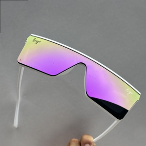 Lmamba Custom Fashion Purple One Pieces Mirror Lens Sports Women Men UV400 Retro Flat <b>Sunglasses</b> 2024 Gafas De Sol High Quality - Product Image 1