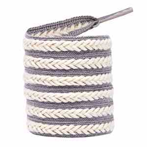 HF 2023 Beige Wheat <b>Braided</b> Flat Shoelaces 15mm Width New Twist Polyester Weave - Product Image 2
