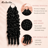 Miracle Knots Cheveux Humains au Crochet pour Tressage, Boucles Birmanes, Extensions de Cheveux Humains 100% Bruts, Cheveux Humains au Crochet Effet Plume