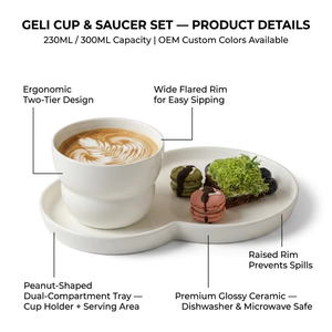 Set Tazza e Piattino in Ceramica Kingze OEM con Logo Personalizzato 230ml 300ml per Catene di Caffetterie e Catering, Vendita all'Ingrosso - Product Image 2
