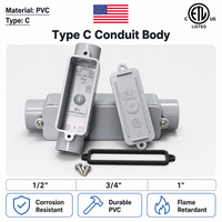 Boîtier de conduit PVC rigide étanche de type C pour extérieur ETL CETL 1/2" 3/4" 1" – Boîtier de conduit C en PVC, raccord d'accès en PVC