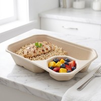 Duurzame composteerbare bagasse serveerschaal voor salades, fruit, snacks en kant-en-klare maaltijden
