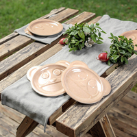 Assiette plate en fibre végétale saine, motif panda de dessin animé, écologique, en coque de riz, pour enfants, marque KAIXIN, OEM/ODM