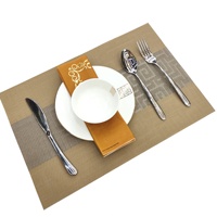 Set de table et sous-verre réutilisables en PVC tissé, résistants à la chaleur, imperméables et anti-huile, de haute qualité