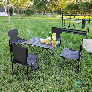 Mesa Plegable Portátil de Madera de Teca para Exteriores, Mesa Cuadrada de Aluminio Plegable para Acampar y Hacer Picnic - Product Image 4