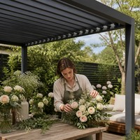 Pergola bioclimatique en aluminium thermolaqué 13x13 pieds, auto-drainante, pour jardin, patio, emballage d'exportation