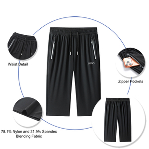 Pantalones Cortos Capri para Hombre, Transpirables, con Bolsillos con Cierre, Cintura Elástica, con Logotipo Personalizado, Ligeros, para Verano, por Debajo de la Rodilla - Product Image 2