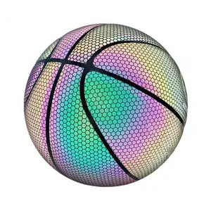 Glow In The Dark Basketball With Light Up Basketball LED Night Reflective Glowing Holographic Basketball Ball