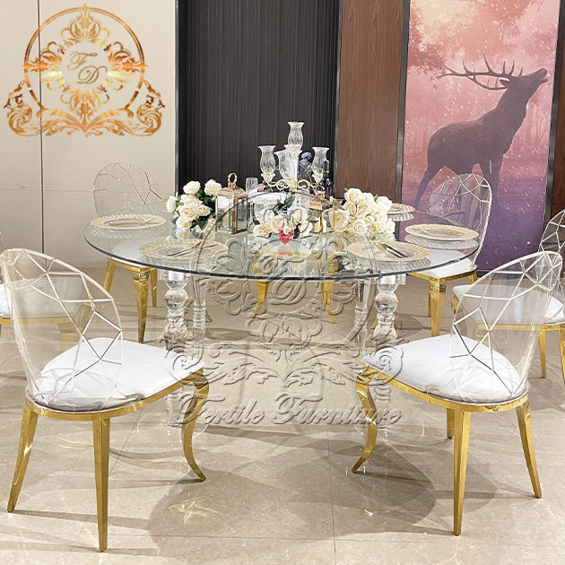 Modern Wedding Event Banquet Hotel Cristal Desk Round Shape Clear