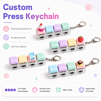 Porte-clés mécanique anti-stress en PVC OEM personnalisé, motif clavier, thème alimentaire/dessert, mini, mignon, pastel