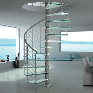 Özelleştirilmiş Modern Spiral cam merdiven basamakları salyangoz merdiven