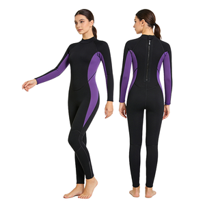 DIVESTAR Custom Design Women Full Wetsuit Long Sleeve Back Zip Surfing Diving Suit Color Block Flatlock Stitch Knee Pads Front