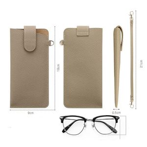 Étuis et sacs à lunettes en cuir PU gaufré mignons, pochette portable simple à suspendre avec logo personnalisé, cadeaux publicitaires promotionnels - Product Image 2