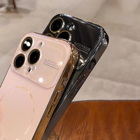   Coque de téléphone magnétique en titane pour iPhone 17 16 15 14 Pro Max avec protection d'objectif à grande fenêtre, coque rigide mate en PC