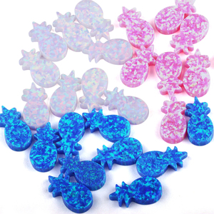 Breloques d'<span class=keywords><strong>opale</strong></span> d'<span class=keywords><strong>ananas</strong></span> bleu rose blanc pour la fabrication de bijoux pierre d'<span class=keywords><strong>opale</strong></span> d'<span class=keywords><strong>ananas</strong></span> plat double synthétique avec trou - Product Image 3