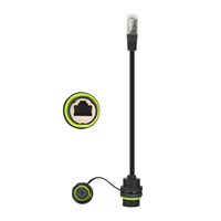 Connecteur femelle RJ45 à montage sur panneau IP68 avec cordon d'extension mâle RJ45 étanche